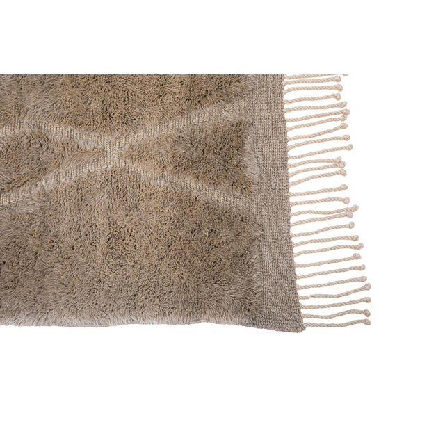 Organic Veined Monochrome Hand-Knotted Moroccan Wool Rug | 9'11" X 7'1" | One of a Kind For Sale - Image 4 of 8
