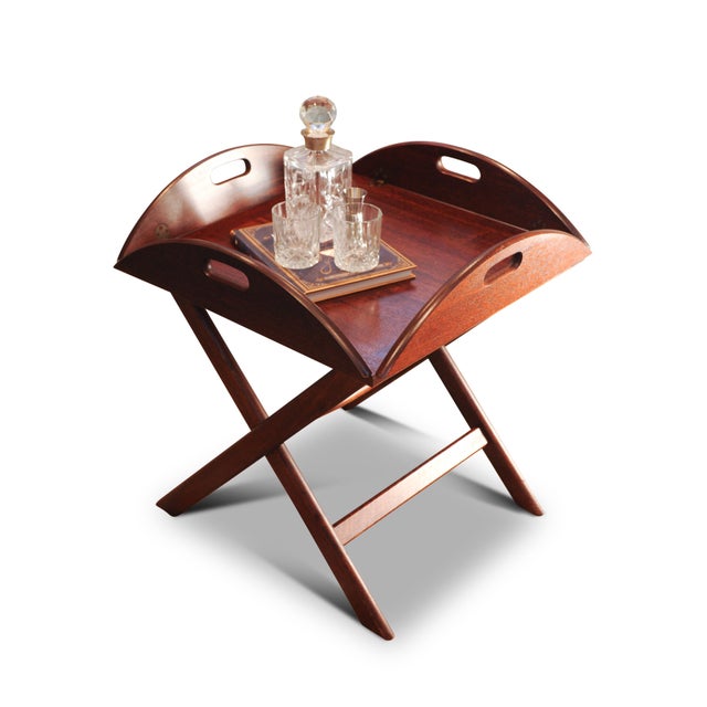 English Military Campaign Butlers Tray and Folding Stand, Set of 2 For Sale - Image 17 of 18