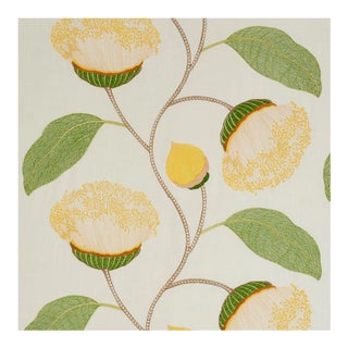 Schumacher Celinda Embroidery Fabric in Yellow For Sale