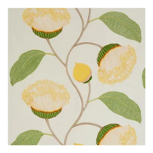 Schumacher Celinda Embroidery Fabric in Yellow