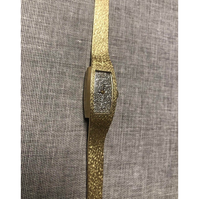 Mid Century Gold Diamond-Encrusted Women's Wristwatch by Omega For Sale - Image 4 of 10