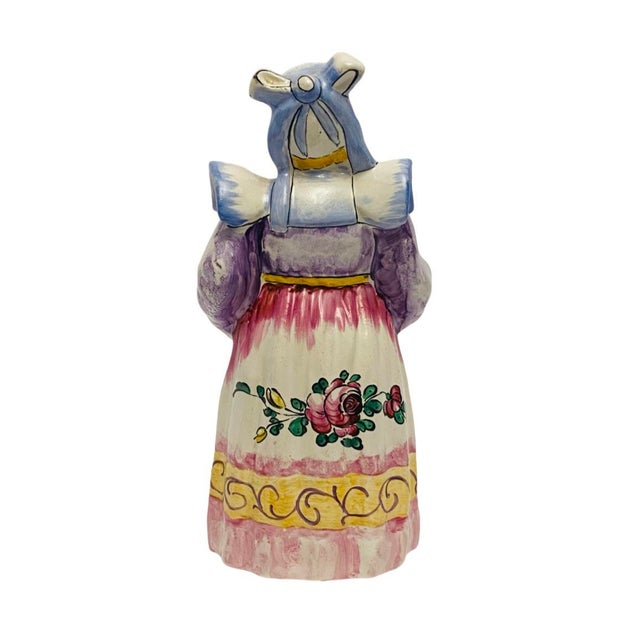 Mid Century French Faience Figural Figurine Traditional Costume and Headdress For Sale - Image 4 of 7