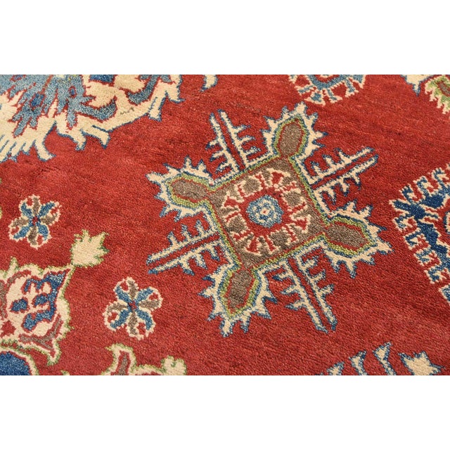 Kazak Rug 8'1'' X 10' Red Wool Tribal Hand-Knotted Oriental Carpet For Sale - Image 9 of 12