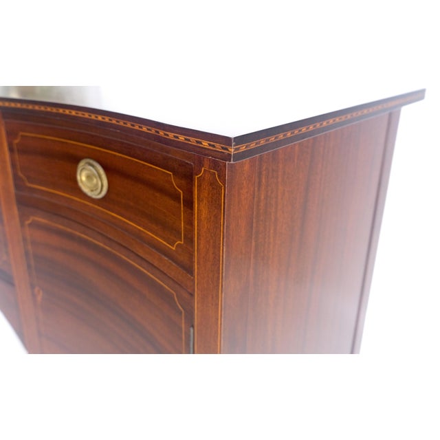 Baker Furniture Company Serpentine Front Federal 6' Long Inlaid Mahogany Sideboard Credenza Console MINT For Sale - Image 4 of 13