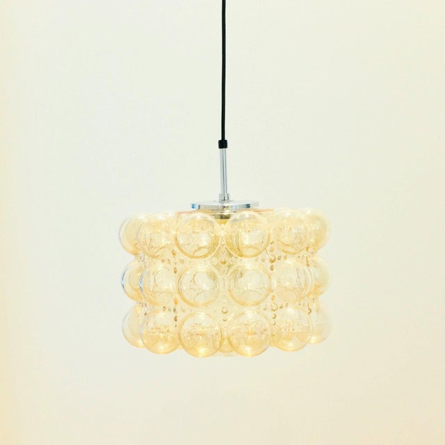 Large mid-century modern ceiling/pendant light designed by Helena Tynell for Limburg, Germany's leading glasswork,...
