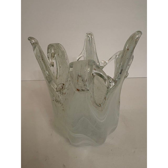 Mid-Century Modern 1960s Murano Venetian Hand Blown Glass Opaque Tall Vase For Sale - Image 3 of 8