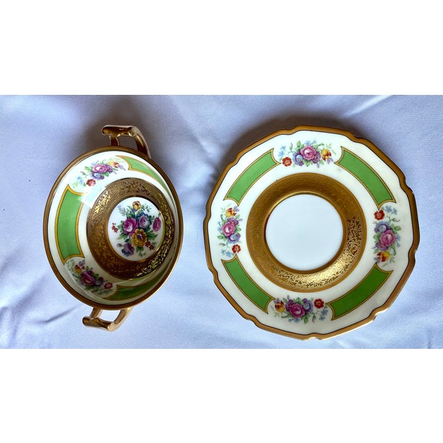 Antique Tressemanes & Vogt Limoges "La Cloche" Cream Soup Bowls & Saucers - Set of 12 For Sale - Image 14 of 18
