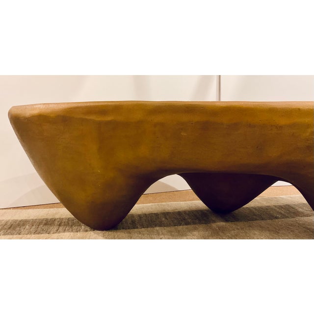 Original retail $2625, stylish Revelation Modern Gold Basin Coffee Table, showroom floor sample