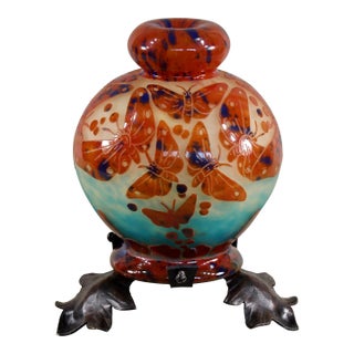 French Art Deco Incense Burner Night Lamp by Le Verre Francais Schneider - 1920s France For Sale