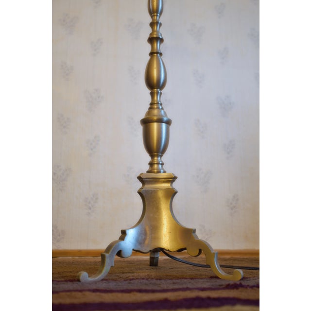 Brass Floor Lamp with Fabric Shade For Sale - Image 6 of 8