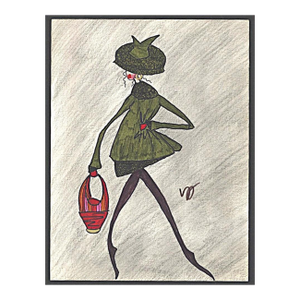 C1980s French Fashion Drawing, Whimsical