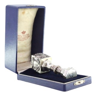 Silver Seal with Embossed Coat of Arms For Sale