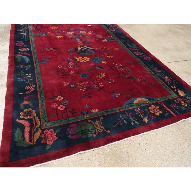 Galerie Shabab Collection Mid-20th Century Chinese Art Deco Accent Carpet For Sale In New York - Image 6 of 8