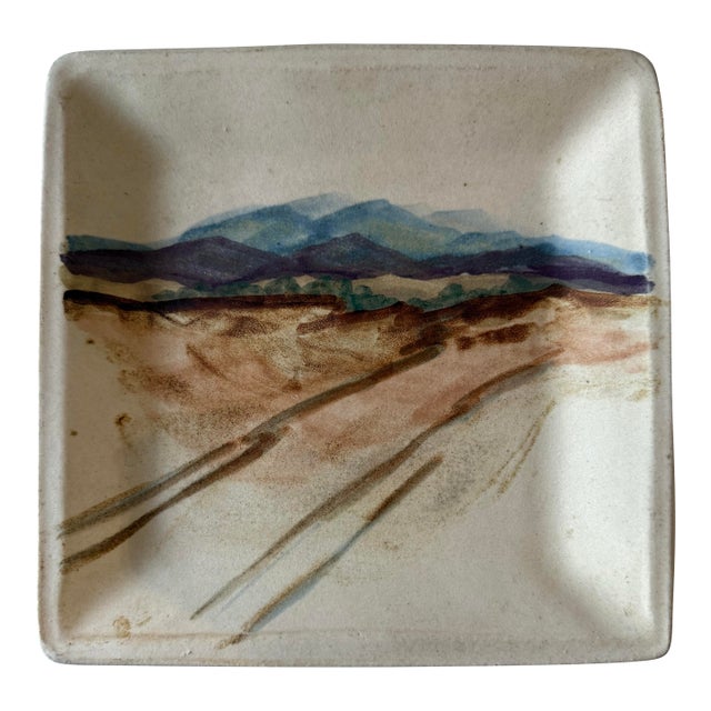 Vintage Hand Painted Ceramic Plate by Santa Fe Artist For Sale