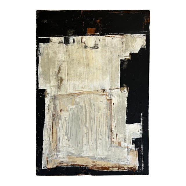 "Foundation" Black Abstract Art, Original Large Contemporary Modern Painting by JTS For Sale
