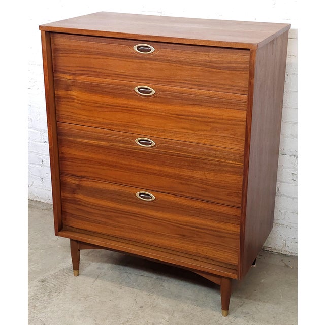 Mid-Century Modern Beautiful Restored Original Mid Century Modern Tall Dresser Highboy Mainline by Hooker Furniture For Sale - Image 3 of 14