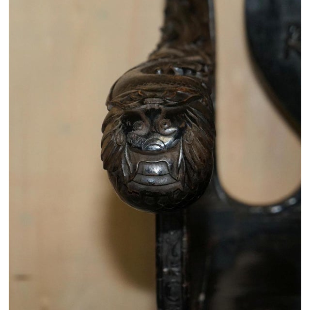 Brown Antique Chinese Dragon Carver Armchair, 1880s For Sale - Image 8 of 18