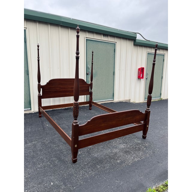 1980s Ethan Allen Georgian Court Cherry Queen Poster Bed For Sale - Image 5 of 12