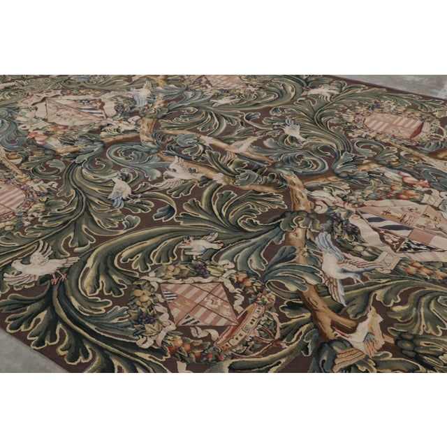 Rug & Kilim Rug & Kilim’s Armorial Tudor Style Rug in Black, With Beige, Blue and Gold Tones For Sale - Image 4 of 9