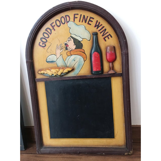 Rustic Vintage Oak Hotel Black Board or Menu Board with Relief For Sale - Image 3 of 4