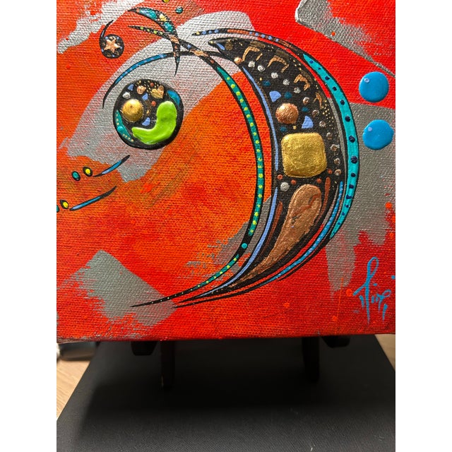 “6 X 6” Decorative Art Plaque on Tripod Stand - Rustic Accent Piece.” For Sale - Image 4 of 7