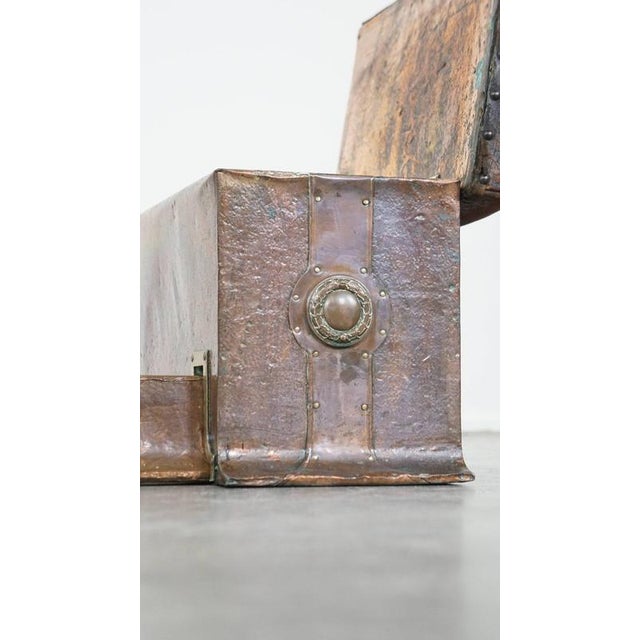 Antique Copper Fireplace Sofa/Club Fender with Leather Seats & Storage Space For Sale - Image 14 of 18