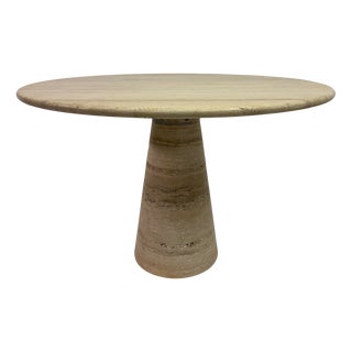 Round Italian Travertine Dining Table For Sale