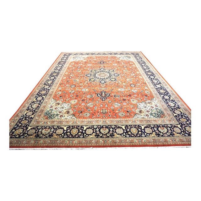 Condition: Antique Circa: 1930s Origin: Persia Design: Tabriz Actual size: 9.8 x 12.9 Color: Rust, Red, Navy, Light Blue,...