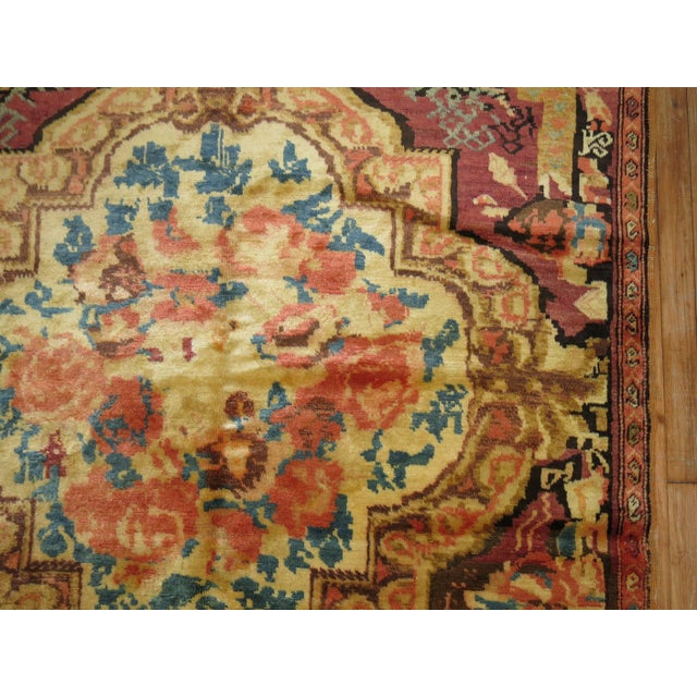 Muave Brown Handwoven Antique Armenian Floral Karabagh Rug Dated 1934 For Sale - Image 4 of 6