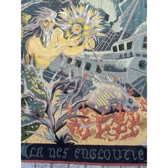 The Sunken Nave Tapestry from Aubusson, 1930s For Sale - Image 18 of 18
