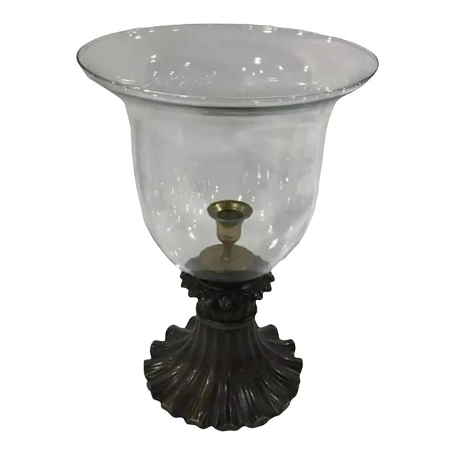 Late 20th Century Arteriors Handcrafted Huge Bronze and Glass Hurricane ...