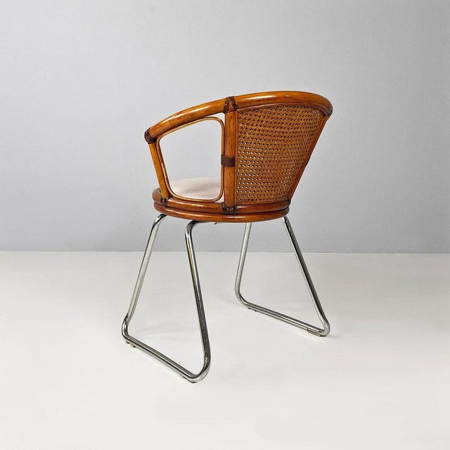 Modern Italian Cockpit Chair in Vienna Straw Wood and Steel, 1970s For Sale - Image 6 of 18