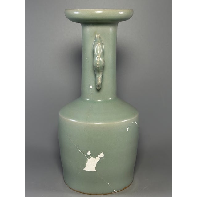 19th Century Chinese Longquan Celadon Vase, Restored Specimen For Sale - Image 6 of 8