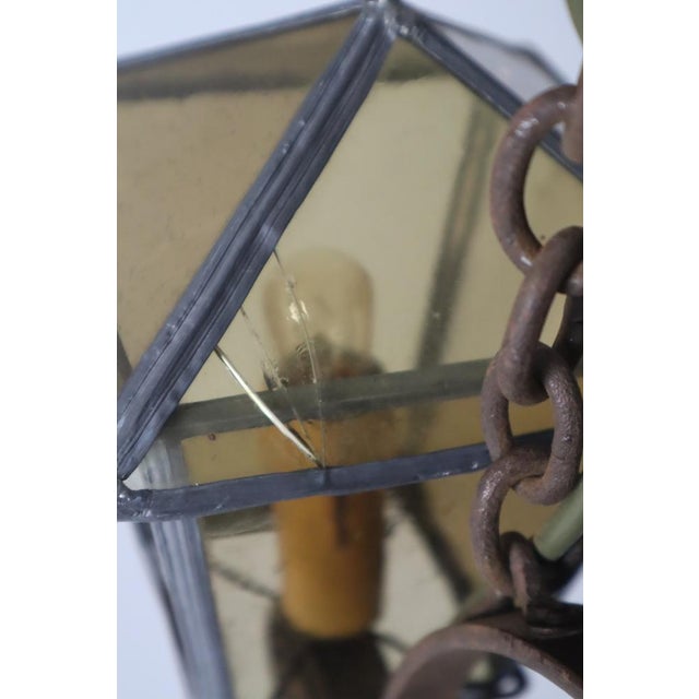 Arts and Crafts Wrought Iron and Leaded Glass Fish Pendant Lamp, Germany, 1920s For Sale - Image 10 of 15