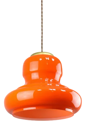 Mid-Century Italian Orange Glass and Brass Pendant Lamp