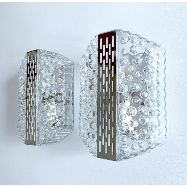 Vintage Bubble Glass and Chrome Sconces, 1970s, Set of 2 For Sale - Image 4 of 15