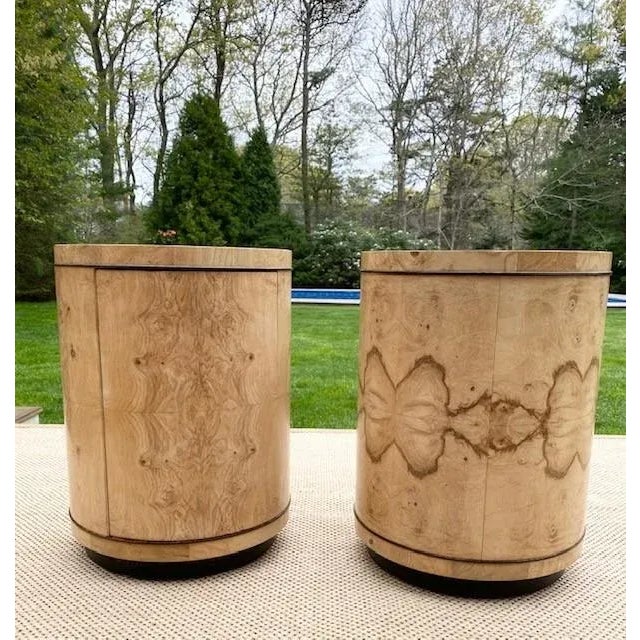 A Pair of Henredon Burlwood Side Tables Drinks Tables With Glass Tops For Sale - Image 11 of 12
