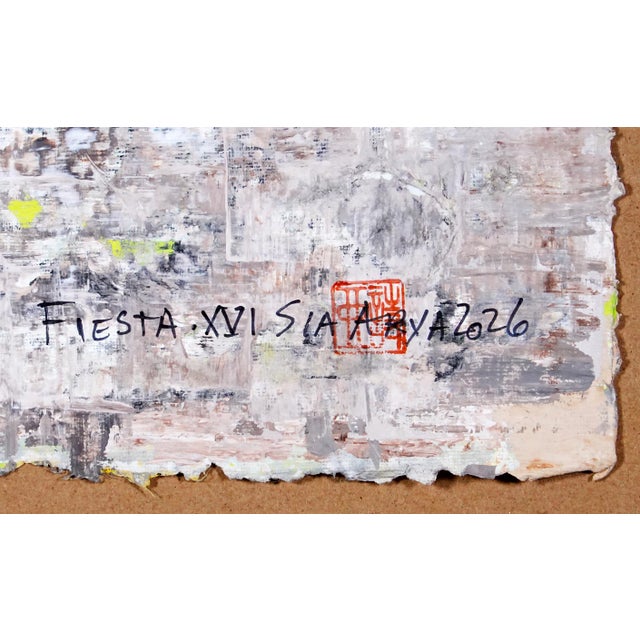 2020s Fiesta. XVI White Framed Surreal Brown Painiting For Sale - Image 5 of 5