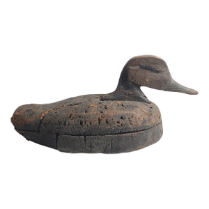Early 20th Century Primitive Weathered Wood & Cork Duck Decoy