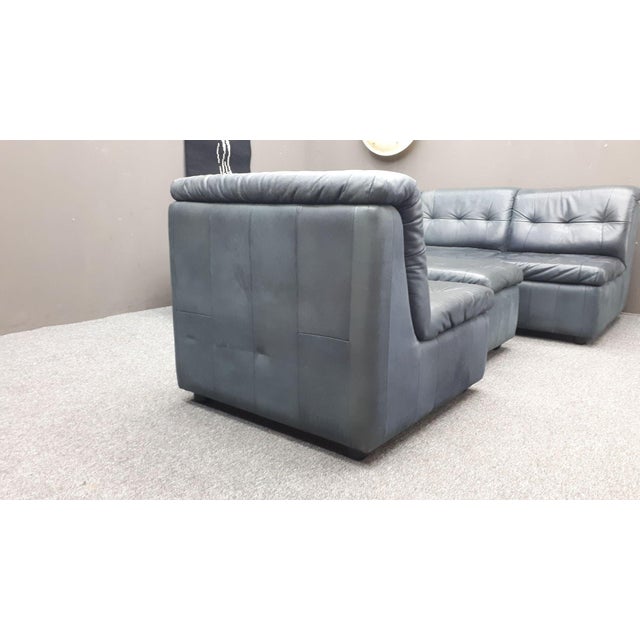 Animal Skin Modular Buffalo Leather Seating Group attributed to Laauser, 1980s Set of 5 For Sale - Image 7 of 15