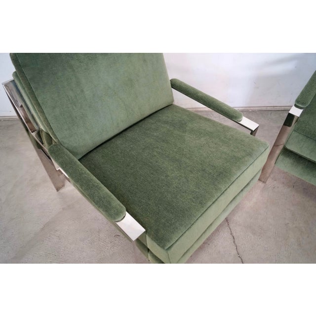 Green Milo Baughman Style Lounge Chairs in Mohair - A Pair For Sale - Image 8 of 12