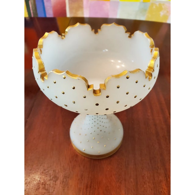 Antique 24k Gold Jeweled Baccarat Style Opaline Centerpiece