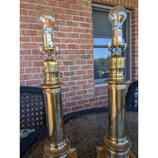 1960s Mid-Century Modern, Ming Style Brass Footed Table Lamps - a Pair For Sale - Image 17 of 18