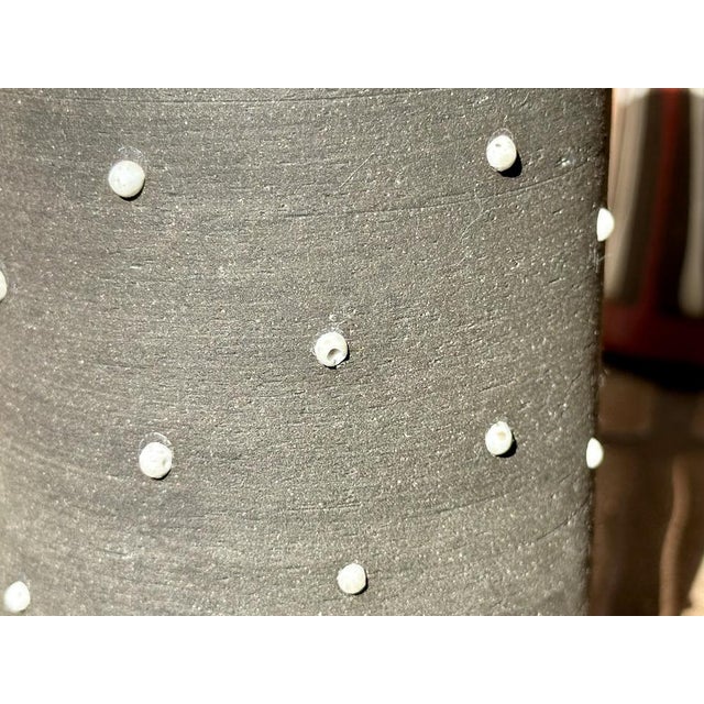 Ceramic Anthracite Glazed Studio Ceramic Vase Glazed with White Beaded Dots by Johannes Andreas Urban, Germany, 1980s For Sale - Image 7 of 13