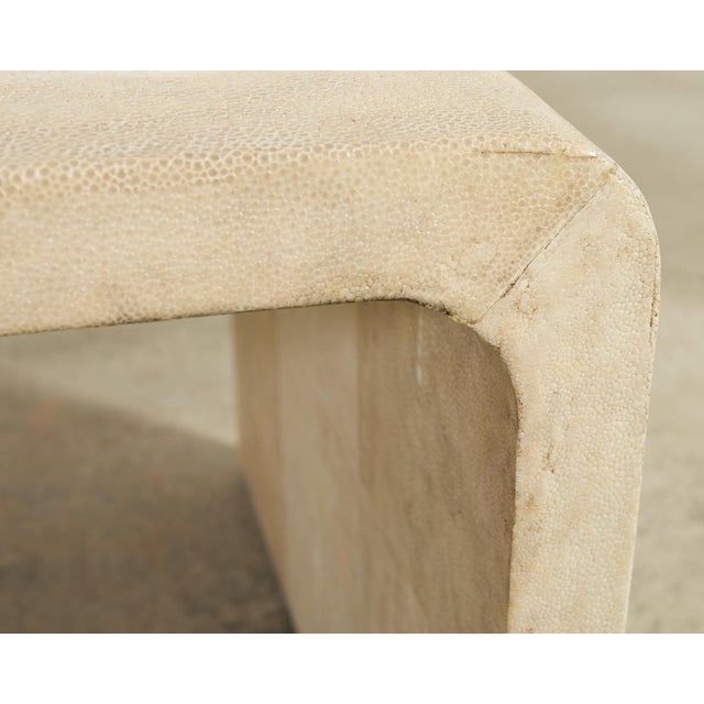 Karl Springer Style Natural Shagreen Waterfall Cocktail Table For Sale - Image 10 of 18