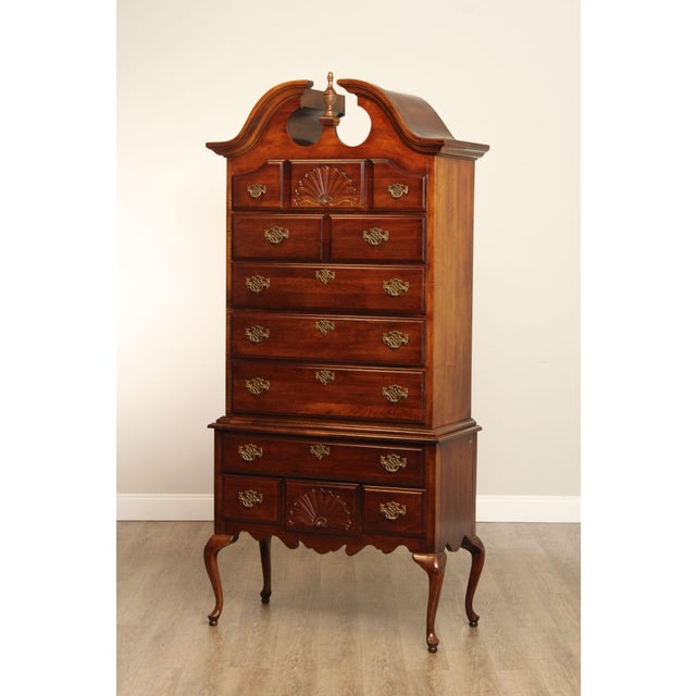 American Drew Queen Anne Style Cherry Highboy Chest For Sale - Image 12 of 17