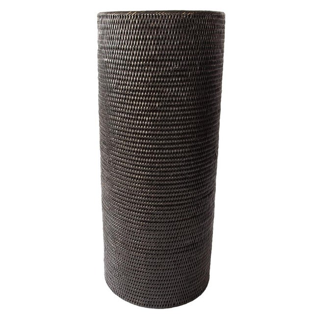 2020s Artifacts Rattan Round Umbrella Basket in Tudor Black For Sale - Image 5 of 6