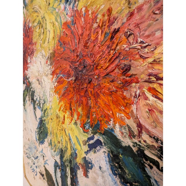 1980s 1980s Expressionist Oil Impasto Floral Still Life For Sale - Image 5 of 10