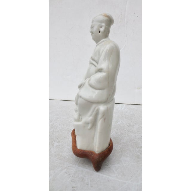 Dehua blanc de Chine porcelain figure of Wenchang.. Diety of literature. Features a hole in the face to add horse-hair...