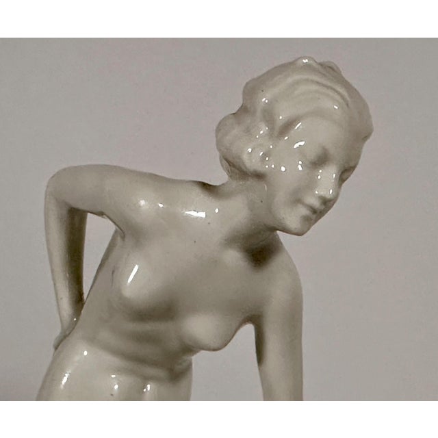 Art Nouveau Fraureuth Porcelain Figurine Nude Maiden with Fawn For Sale - Image 3 of 10